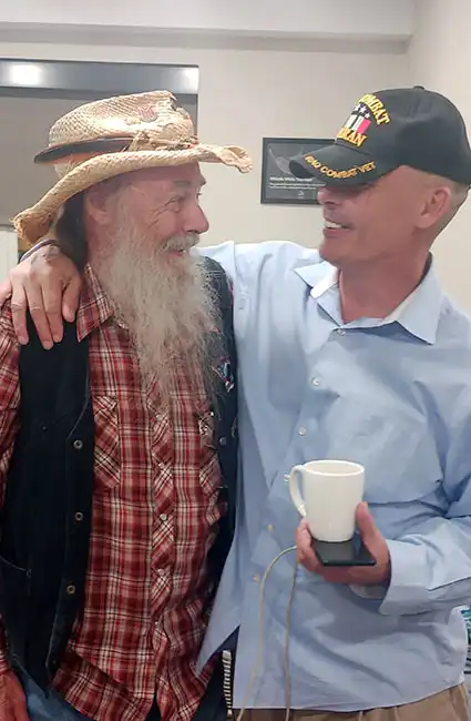 Just a moment of joy shared among Veterans with author David Haave.